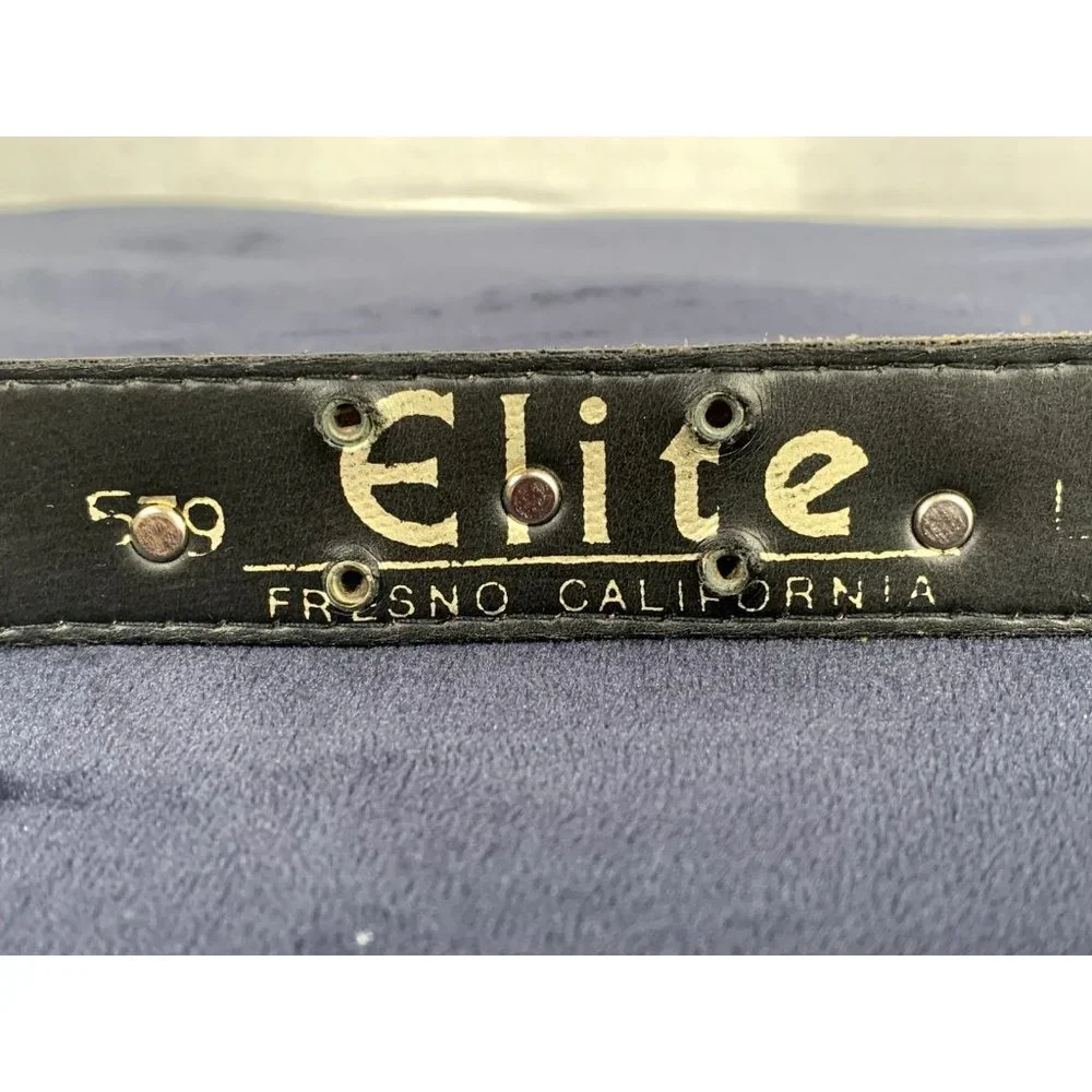 Vintage Elite Womens Belt Large Metallic‎ Medallion Gold Buckle Retro 80s 90s